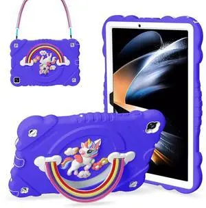 XZC Case for Samsung Galaxy Tab A9+/ A9 Plus Case 11" 2023 (SM-X210/X216/X218), Unicorn Heavy Duty Shockproof Protective Case with Stand/Shoulder Strap for Kids Girls Women (Purple)