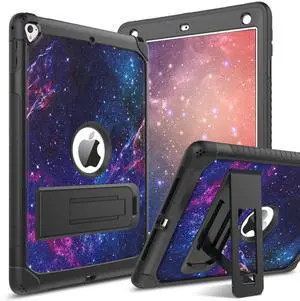 YINLAI for iPad 6th 5th Generation Case,iPad 9.7 Inch Case 2018/2017, iPad Pro 9.7/iPad Air 2 Case Women Girls Kid Kickstand Shockproof Protective A1893/A1954/A1822/A1823 Tablet Cover,Space Purple