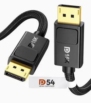 Silkland 54Gbps DisplayPort 2.1 Cable 3.3FT [VESA Certified], [8K@165Hz, 4K@480Hz 360Hz 240Hz] DP 2.1 Cable 16K, DP54 HDR DSC Display Port Cord Compatible FreeSync G-Sync Gaming Monitor 5090 7900XTX