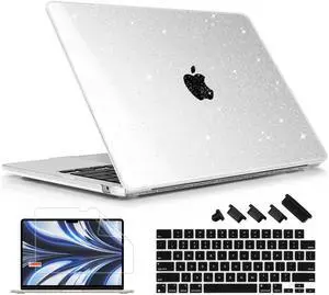 Lepeoac Compatible with MacBook Air 15 inch Case M4 A3241 M3 A3114 M2 A2941 2025 2024 2023 Releaes, Plastic Hard Case with Keyboard Cover for Mac Air 15.3" Fits Touch ID, Sparkle Clear