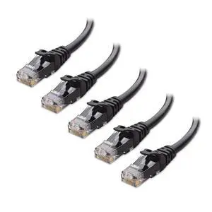 Cable Matters 10Gbps 5-Pack Snagless Cat 6 Ethernet Cable - 14ft, Cat 6 Cable, Cat6 Cord, Ethernet Cord, Black
