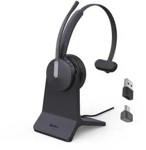 Yealink BH70 with Stand Wireless Bluetooth Headset with Microphone for Work, up to 35h Talking Battery Life, 3 Noise Cancellation Mics, Teams Certified, 90min Fast Charging, NO Power Adapter Needed