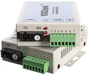 Serial RS485/RS422/RS232 to Fiber Optic Media Converter, Serial Communication Data Converter Device Server, SM Bidi SC 1310nm 20km, Daisy-Chain or Redundant-Ring FO