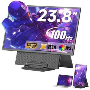 siaviala Portable Monitor, 23.8 inch 1080P FHD 100Hz Laptop Screen Extender, Large Gaming Monitor IPS Display for Laptop, Desktop, MacBook, PS4/5 with Kickstand VESA Compatible