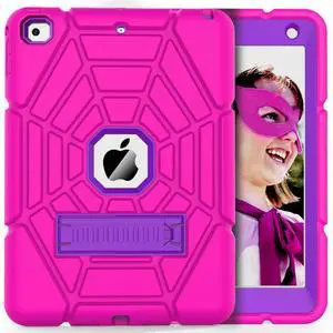 Grifobes for iPad 6th/5th Generation Cases 2018/2017, for iPad Air 2 Case 2014 9.7 inch, Heavy Duty Shockproof Rugged Protective i Pad 5 6 Gen 9.7" Case with Stand for Girls (Rosered+Purple)