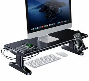 OATSBASF Monitor Stand Riser with 3.0 USB HUB, Type-C Data Port, 4 USB Ports, Height Adjustable Monitor Stands with Phone Holder, Desk Organizer for PC, Laptop, Printer, TV