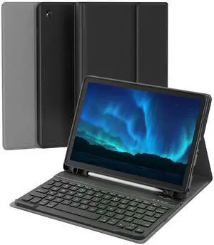 MERSATM for Amazon Fire HD 10 11th Gen 2021 Tablet Case with Keyboard, 10 Plus 13th Gen 2023 10.1 inch Multi-Angle Folio Cover with Stylus Pen Holder, Magnetic Detachable Wireless Keyboard, Black