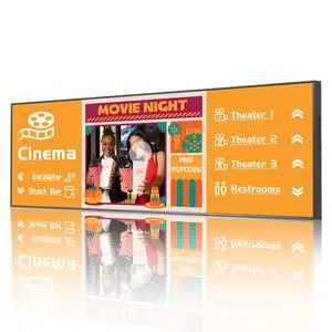 43" Ultra-Wide Commercial Bar Monitor  Slim 1.02", Frameless Design, 700nits Brightness, Android OS, USB/HDMI/WiFi, Ideal for Digital Menus, Remote Multi-Device Management