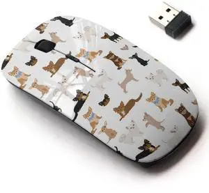 CJCBROES 2.4G Wireless Mouse with Cute Pattern Design for All Laptops and Desktops with Nano Receiver - Chihuahua Dogs Different