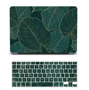 Laptop Case Compatible with New MacBook Air 13.6 inch Case 2022 M2 Chip Model A2681, 3D Color Printing Matte Plastic Hard Shell Cover & Keyboard Cover Skin - Green Leaves