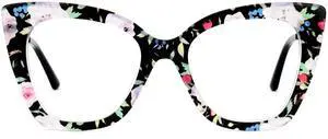 Zeelool Oversized Cat Eye Glasses Frames for Women Stylish Floral Eyeglasses Chic Non Prescription Full Eyewear JGX674221-01