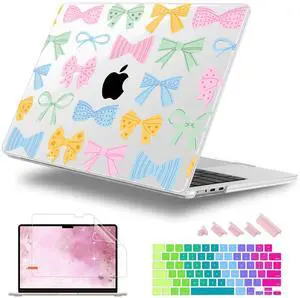 Lepeoac for MacBook Air 13.6 inch Case M4 M3 M2 2025 2024-2022 Release Model A3240 A3113 A2681, Sturdy Plastic Hard Shell Case for MacBook Air M2 13 inch with Touch ID, Colorful Bow