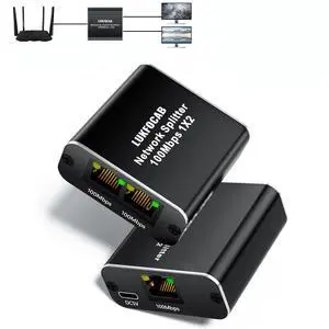 Ethernet Network Splitter, LUKFOCAB 100Mbps RJ45 Ethernet Splitter Adapter 1 to 2 [2 Devices Simultaneous Networking], LAN Splitter with USB Power Cable, Ethernet Cable Splitter for Cat5/5E/6/7/8
