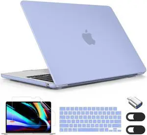 Lepeoac for MacBook Air 13.6 inch Case M4 M3 M2 2025 2024-2022 Release Model A3240 A3113 A2681, Sturdy Plastic Hard Shell Case & Keyboard Cover for MacBook Air M2 13 inch, Matte Airy Blue