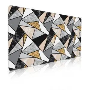 Mouse Pad Geometric Marble Large Gaming Mouse Mat with Stitched Edges Gold Diamonds Non-Slip Rubber Base Mous Mat for Office Computer Keyboard Laptop Home(31.5X15.7 in)