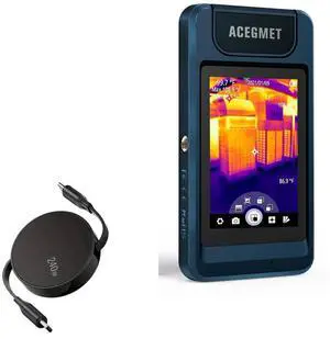 BoxWave Cable Compatible with Mileseey P200 Infrared Thermal Imaging Camera - PD miniSync (240W), Retractable PD 240W Portable USB Type-C Cable - Jet Black