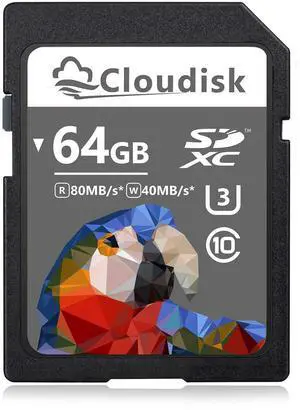 Cloudisk 64GB SD Card SDXC UHS-I Memory Card C10, U3, V30, 4K UHD, SD Card (64 GB)