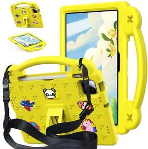 Kwamaz for Onn 11 inch Tablet Pro Case (2024) Model 100146660, EVA Kids Shockproof Cover with Strap Handle Stand for Onn Surf 11'' Tablet Pro (Yellow)