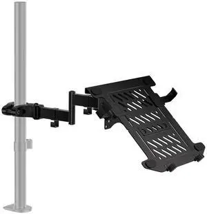 WALI Laptop Pole Mount Tray, Adjustable Laptop Arm Holder Fits 10 to 15.6 inch Laptops, 2-in-1 Full Motion Monitor Mount with Removable VESA 75x75 or 100x100 mm, Holds up to 15.4lbs(011ARMLP), Black