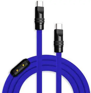 chubbycable Black Chubby Pro - Samurai Cable 240W USB-C Cable Silicone Fast Charging USB C Charger Cord Compatible with iPhone 16/15 Series iPad Galaxy Series, Dark Blue, Type-C to Type-C, 3.3FT
