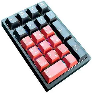 BOYI TD21 Hot Swap Numpad,21 Keys Mini Numpad Portable Keypad Bluetooth5.0/2.4G/Wired Number Pad Keyboard PBT Keycaps RGB Backlit Type-C Mini Keyboard (Black Red Cherry Keycaps)