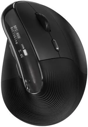 KYSONA Wireless Ergonomic Mouse, Vertical Ergo Mouse with OLED Screen, Quiet Click, Rechargeable, Wired/Bluetooth/2.4GHz, 5 Adijustable DPI 800-6400 for Laptop, PC, Desktop, Computer, Black