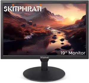 SKitphrati 19 Inch HD (1440 x 900) PC Monitor, Computer Monitor with HDMI VGA AV BNC USB Ports, 60Hz, 5Ms, VESA, Build-in Speakers, LED Display for Laptops and Desktops Office Home