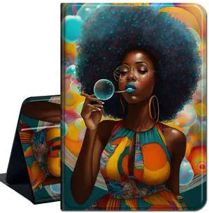Case for Amazon Fire HD 10 Tablet 10.1" (Compatible with 7th and 9th Generations, 2017 and 2019 Releases),Slim Lightweight Smart Shell Stand Cover with Auto Wake/Sleep,Purple African Woman