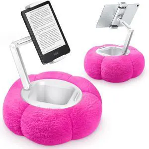 CreaDream Pumpkin Tablet Pillow Stand Holder for Kindle iPad, Adjustable Phone Pillow Stand for Lap Bed with Detachable Snack Bowl, Compatible with 4.7"-13" Tablet, iPad, iPhone, Samsung Tabs, Kindle