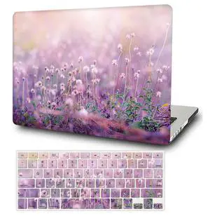 Laptop Hard Case Compatible with MacBook Pro 13 Inch Case 2015 2014 2013 2012 Release with Retina Display Model A1502 A1425, Plastic Hard Shell Case Cover & Keyboard Cover Skin, Purple Flowers