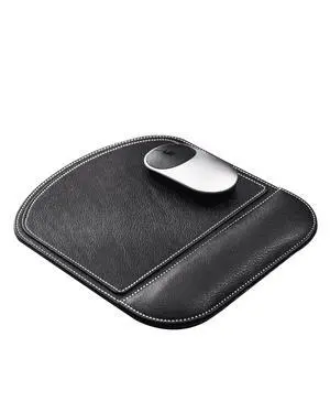Black Office Square Leather Mouse Pad with Wrist Rest Non-Slip Design, Business Style Gaming PU Mousepad for Learners, Workers &Computer Users.