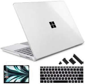 Lepeoac Compatible with 12.4 inch Microsoft Surface Laptop Go 3/2/1 Models: 1943 2013(2023 2022 2020 Release, Plastic Hard Shell Case with Keyboard Cover & Screen Protector, Crystal Clear
