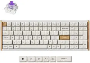 Keychron K4 HE QMK Wireless Gaming Custom Mechanical Keyboard, 2.4 GHz/Bluetooth/Wired 96% Layout Hot-Swappable Programmable RGB Backlit Gateron Magnetic Switches for Mac Windows, Wood Frame-White