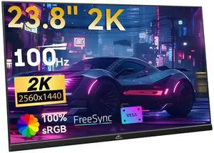 Kenowa 23.8" 2K 100Hz Portable Monitor IPS QHD 2560x1440 Freesync Gaming Monitor External Display with Type-C HDMI Dual Speakers Adjustable Stand for PC Computer,Laptop,Mac,Phone,Game Consoles