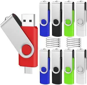 ABLAZE 64GB USB C Flash Drive 10 Pack, OTG USB 2.0 + Type C Memory Stick Dual Type C Thumb Drive Compatible with iPhone 16/15, Android Smartphone, Computers, Tablets, Mac,iPad,PC