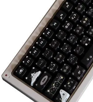 Mao Height Cat Shape Theme keycaps PBT keycaps Customized keycap Set Suitable for 61/87/104/108 Cherry MX Switch and Other Mechanical Keyboards (New Black)