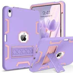 BENTOBEN for iPad 10th Generation Case, for iPad 10th Case 10.9, Slim Fit Kickstand Shockproof Rugged Protection Soft Silicone Bumper Drop Protective Girls Women Boys Kids Tablet Cover, Purple/Pink