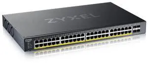 Zyxel 48-Port PoE Switch Gigabit Ethernet Smart-L2 Managed | 48x PoE+ @ 375W | 4X 10G SFP+ | Optional Nebula Cloud | Rackmount | Limited Lifetime Protection [XGS1935-52HP]