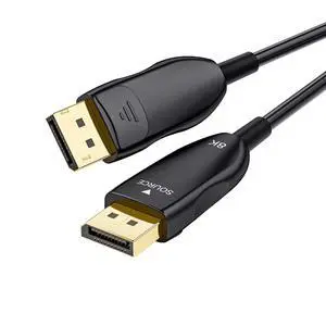 8K Fiber Optic DisplayPort Cable 2.1, 6.6ft Active DP Cable 54Gbps, 8K@60Hz, 4K@240Hz, 2K@360Hz, HDR, HDCP, DSC 1.2a, High Speed Optical Display Port Cord for Gaming/Monitor/FreeSync/G-Sync/TV/PC