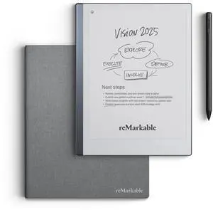 reMarkable Essentials Bundle  Gray | reMarkable 2 Paper Tablet | Includes Black and White 10.3 Writing Tablet, Marker Plus Pen with Eraser, Book Folio Cover in Gray Weave