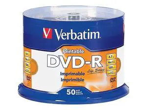 Verbatim Life Series DVD-R Printable Disc Spindle, Pack of 50 98472