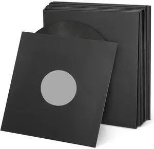 300 PCS 12 Inches Black Paper & Poly Lined Record Inner Sleeves for LP Vinyl Records, 110gsm Paper 33 RPM Record Sleeves, Anti Static Record Storage Album Covers LP Vinyl Jacket Covers (300)