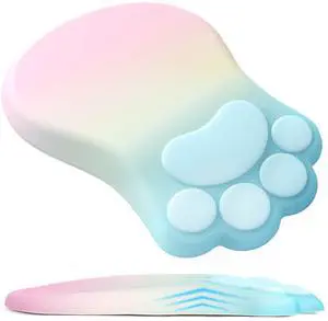L-SPOUTTO Ergonomic Mouse Pad with Wrist Rest,Cute Cat Paw Mousepad Wrist Support,Comfortable Massage Design Computer Pain Relief Mouse Pad with Non-Slip PU Base for Desk Laptop Gaming,Rainbow