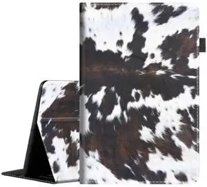 Case for New Amazon Kindle Fire 7 Case (12th Generation 2022 Release), Premium PU Leather Folio Stand Cover Case with Smart Auto Wake/Sleep, Cowhide Brown Black Cow