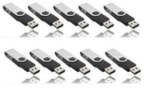 Wholesale 10 Pack Small Capacity 1MB Black USB 1.0/1.1 Flash Drives Swivel U Disk Memory Stick, (Not 1GB)