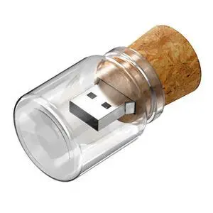 Kepmem Thumb Drive 16GB Flash Drive, Jar USB Stick Transparent Drift Bottle Pendrive, Cute 16 GB Memory Sticks 2.0 Novelty Cork Jump Drive Glass Body Design Zip Drive, Birthday Gift