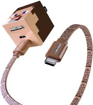 LIQUIPEL Powertek Minecraft Charging Bundle USB-A to Lightning (MFi Certified) and Wall Charger (Steve)