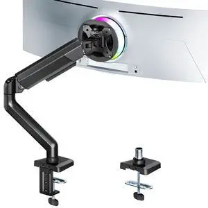 ARES WING Heavy Duty Single Monitor Arm - Fully Adjustable Monitor Mount for 17"-40" Ultrawide Screens up to 26.4 lbs with Clamp/Grommet Desk Mount, 75/100 Vesa Mount, Black