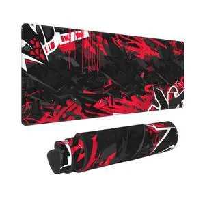 Gaming Mouse Pad, with Stitched Edges, Dark Black Urban Street Art Graffiti Mouse Mat, Extended XL Mousepad with Anti-Slip Base, Cool Large Mouse Pad for Desk, 31.5 x 11.8 in