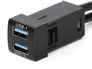 Dual USB 3.0 Car Dash Flush Mount Extension Cable Length 3.3FT 1M for Toyota, Size 0.9x0.9x2Type C